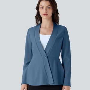 HALARA SculptKnit V Neck Single Front Work Peplum Jacket